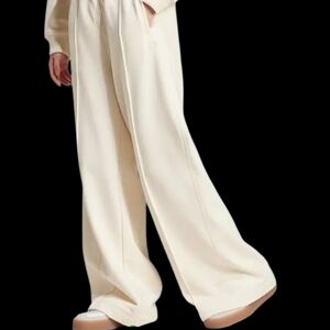 Adidas Women's Cream Belted Wide-Leg Pants